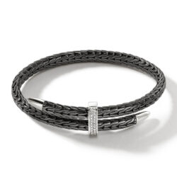 Spear Flex Cuff, Dark Silver, Diamonds